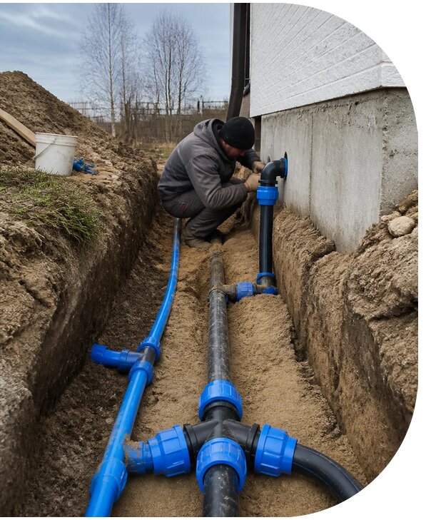 Монтаж наружного водопровода на участке под ключ в Саранске